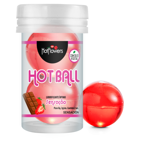 Лубрикант AROMATIC HOT BALL на масляной основе в виде двух шариков (аромат клубники в шоколаде)